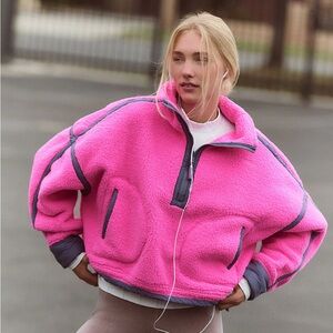 Free People Movement Mountain High Half Zip Fleece Fuschia Pink FP Sz XS NWT NEW
